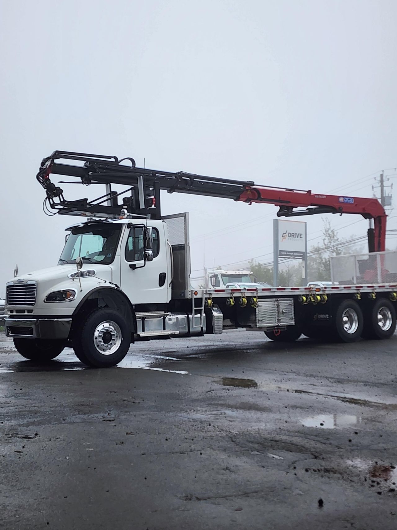 Truck on the road for a building centre