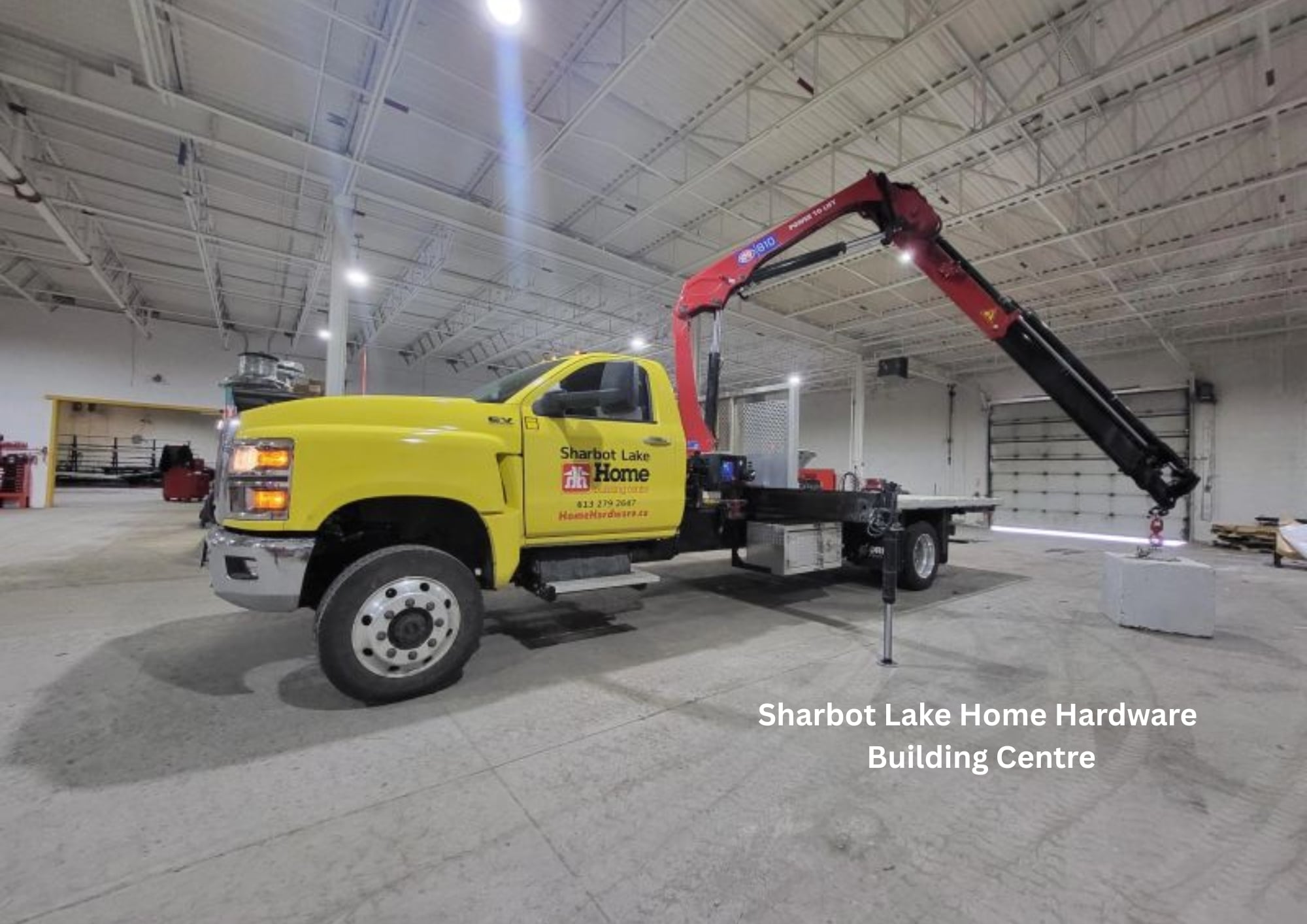 Crane truck delivered to Sharbot Lake Home Hardware
