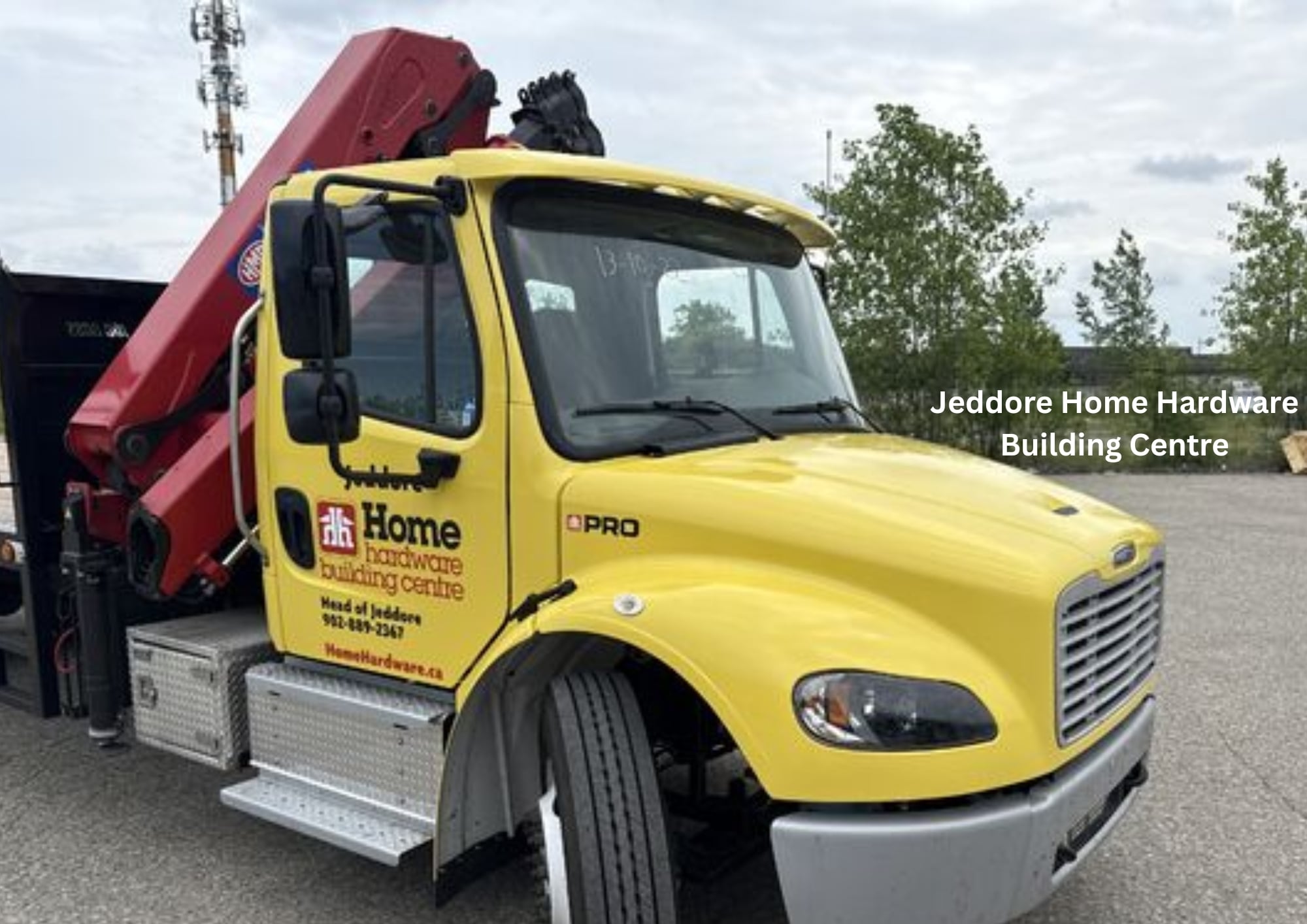 Freightliner crane truck delivered to Jeddore Home Hardware