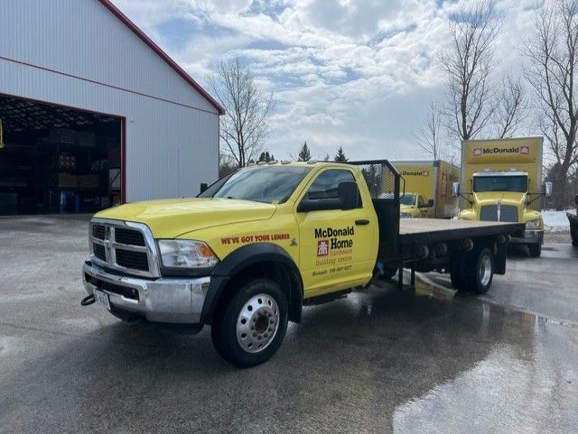 Dodge Ram 5500 flatbed truck delivered to McDonald Home Hardware