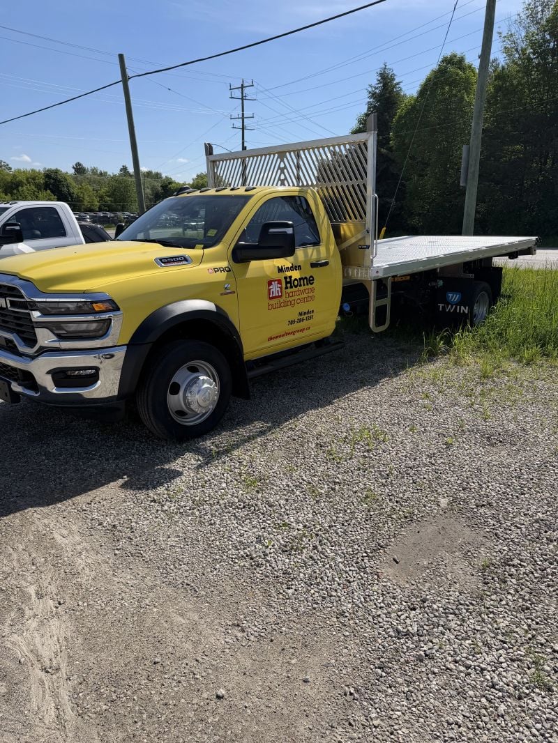 Dodge Ram 5500 flatbed truck delivered to Minden Home Hardware Building Centre