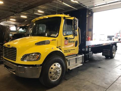 Freightliner 108SD Moffett truck delivered to Happy Valley-Goose Bay Home Hardware