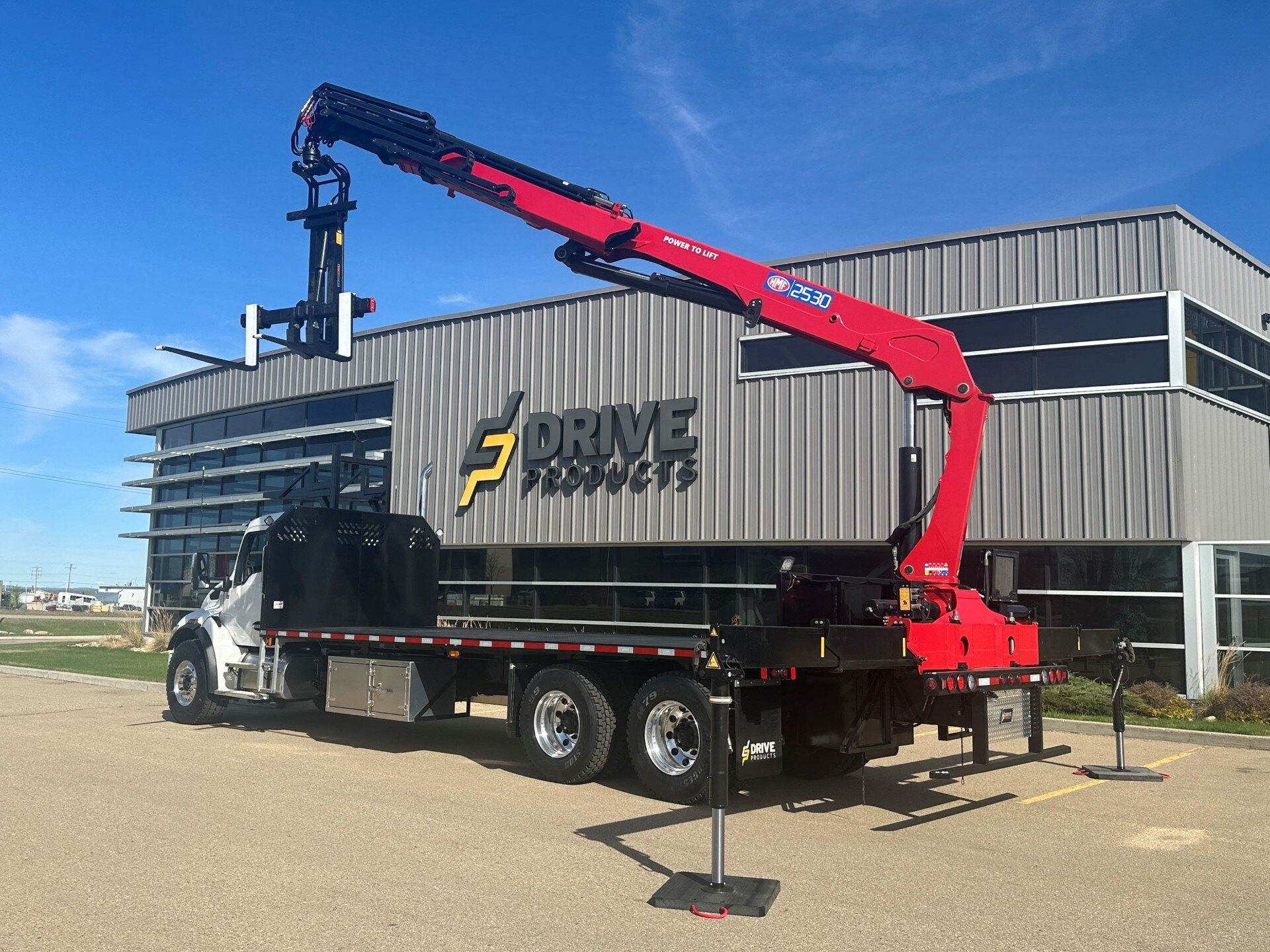 Crane truck with drywall crane